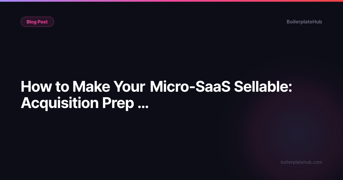 How to Make Your Micro-SaaS Sellable: Acquisition Prep for Solo Founders